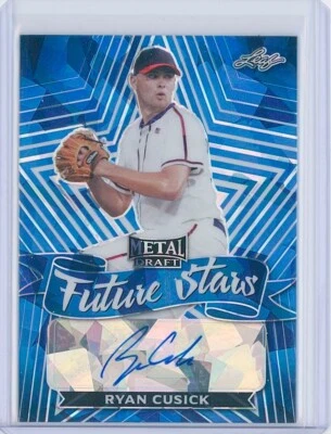 Ryan Cusick 2021 Leaf Metal Draft Future Stars Blue Crystals Auto # /15  - Image 1 of 2