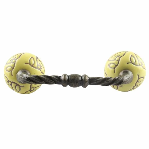 Handmade Ceramic Bridge  Door Handles Pulls Antique Finishing Set of 2 Cover
