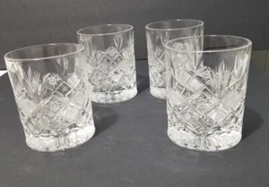 Czech bohemia cut crystal glass Whisky glasses 10cm 4pcs BOURBON - Picture 1 of 5