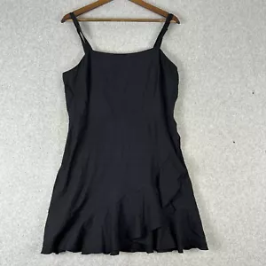 Express Mini Dress Women's Large Black Faux Wrap Ruffle Stretch Sundress NWT - Picture 1 of 10