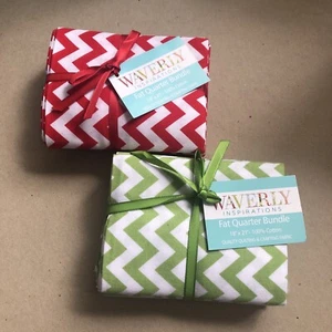 Lot of 2 Waverly Fat Quarter Bundles Cotton Fabric 18" X 21" Green Red Christmas - Picture 1 of 6
