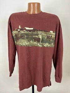T-shirt grafica Sun River adulto M marrone cervo buck fattoria outdoor manica lunga - Foto 1 di 13