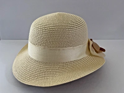Sombrero de verano de paja estilo bombín playa sol flojo marfil para mujer nuevo Foto 1 de 4
