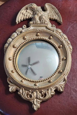 Vintage Syroco Convex Bubble Porthole Mirror-Federal Style Eagle Topper Mirror Cover