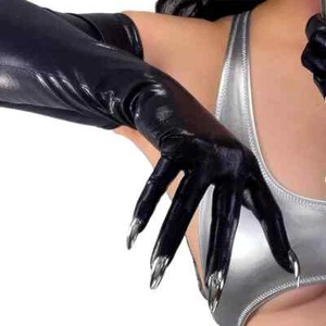 Guanti Metallizzati con UNGHIE 70CM Lunghi Super Sottili Elasticizzati Brillanti Olio Glow Cosplay - Foto 1 di 7