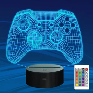 Gamepad 3D Illusion Lamp, Controller Night Light with Remote Control + Timer 16 - Picture 1 of 12