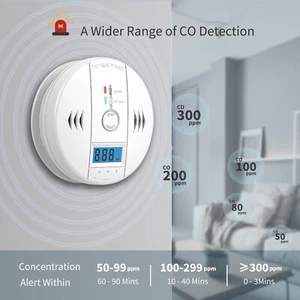 10 Year Life Home Carbon Monoxide Alarm with LED Display Battery Powered 1-10PCS - Picture 1 of 7