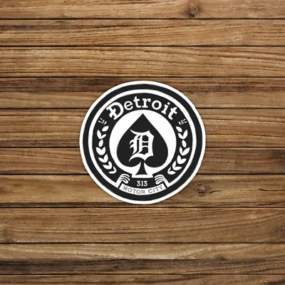 Detroit 313 Motor City Sticker - Classic Black and White Car Logo Decal #464