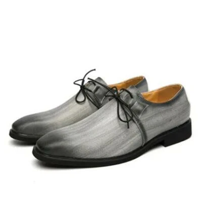 Mens PU Leather Casual Shoes Lace Up Wedding Flat Party Pointd Toe Office Pumps  - Image 1 of 4