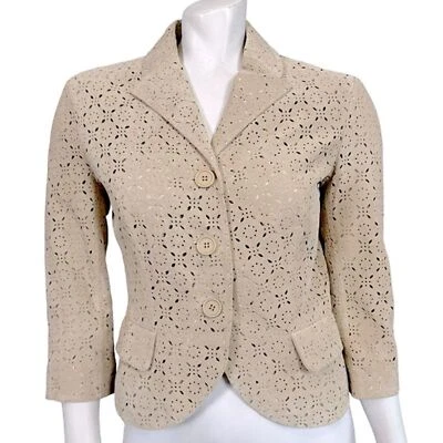 ВИНТАЖНЫЙ Y2K Newport News высеченный желтовато-коричневый замшевый укороченный блейзер куртка - Изображение 1 из 4