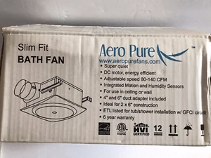 Aero pure vsf110dmh-sw Ceiling/wall ventilation fan w/motion/humidity sensor NEW - Picture 1 of 4