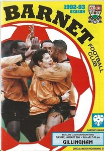 Football Programme BARNET v GILLINGHAM Jan 1993 - Picture 1 of 1