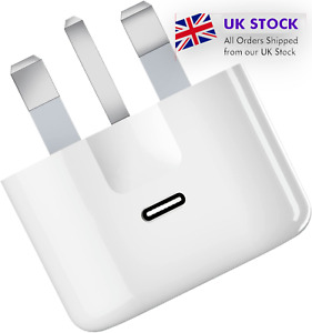 For iPhone 14 13 12 11 Pro Max UK Plug PD 20W USB-C Type C Fast Charging Adapter