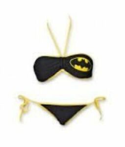 Women's Black DC Comics Super Hero Batman Adjustable Bandeau Bikini Top & Bottom