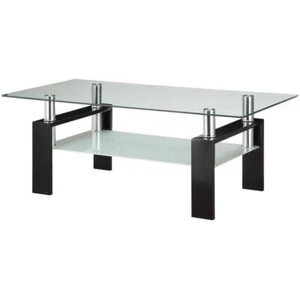 Coaster Glass Top Contemporary Rectangular Coffee Table in Black - Picture 1 of 3