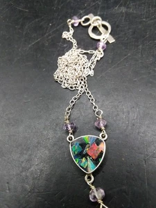 Sterling Silber Multi Opal Halskette ca. 16-18 cm lang  - Bild 1 von 6