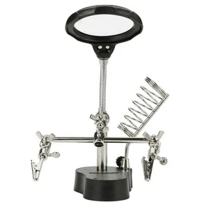 40mm Focal length Third Hand Soldering Iron Stand Magnifier Helping Station Tool - Foto 1 di 15