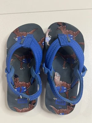 Reef Toddler Blue and Brown Dinosaur Sandals Size 5/6  - Image 1 of 4