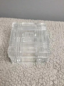 Vintage Klar Schliff Glas Quadrat Schmuckschatulle Ring Schale Waschtisch mit Deckel, 3,5/2" hoch - Bild 1 von 5