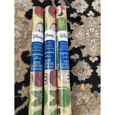 3 Rollos Disney Mickey Donald Pluto Adorno Navidad Regalo Papel de Envolver NUEVO Foto 1 de 2