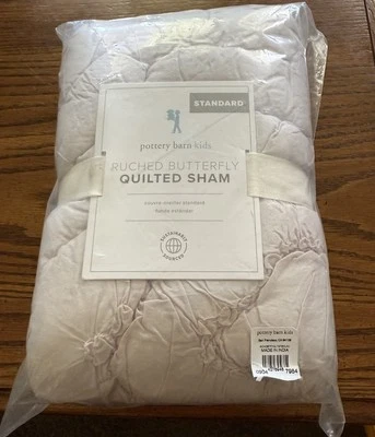 Pottery Barn Kids “Ruched Butterfly” GIRLS QUILTED SHAM. STANDARD. INDIA. NEW.. - Image 1 of 4