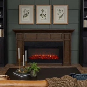 Real Flame 4130E Alcott 5000 BTU / 1500W 75"W - Aged Barrel - Picture 1 of 12
