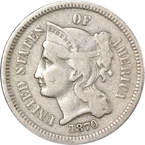 1870 Three (3) Cent Nickel Great Deals From The Executive Coin Company - Picture 1 of 2