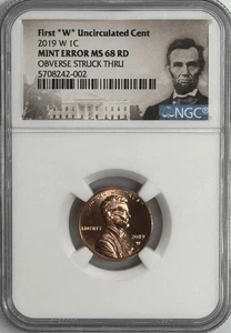 2019 W Uncirculated Lincoln Shield Cent Mint Error NGC MS68 RD - Obverse Struck - Picture 1 of 2