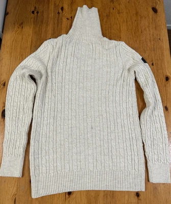 Superdry Cable Knit Cuello Alto Suéter Pescador Mujer Prendas de Punto Beige M *Mancha Foto 1 de 4