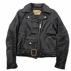 70s Schott 618 double riders jacket cowhide black men's size 8 from Japan - Picture 1 of 20