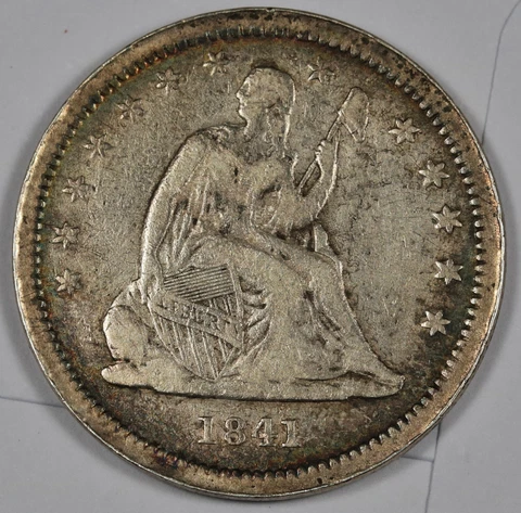 1841-o Seated Liberty Quarter.  "Perfect" VF.  186795 Cover