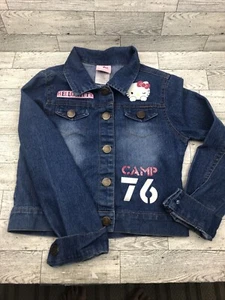 Hello Kitty By Sanrio Blue Denim Jean Jacket Camp 76 Girls S (6/6X) 1976 Bonus* - Picture 1 of 9