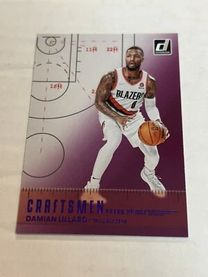 2022-23 DONRUSS DAMIAN LILLARD CRAFTSMEN #9 PURPLE PRESS PROOF TRAIL BLAZERS SP - Image 1 of 2