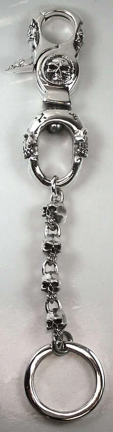 ЧЕРЕП 925 ПРОБЫ БРЕЛОК БУМАЖНИК РЕМЕНЬ ДЕРЖАТЕЛЬ МУЖСКОЙ БАЙКЕР РОК НОВЫЙ ТЯЖЕЛЫЙ - Изображение 1 из 4