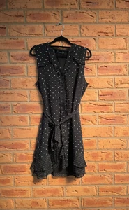 Portmans Dress Blue Womens Size 10 Polka Dots Polyester Lined Buttons Corporate - Picture 1 of 10