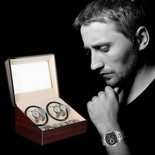 Watch Winder Display Box Automatic Rotation Storage 4+6 Grids Wooden 10 Watches