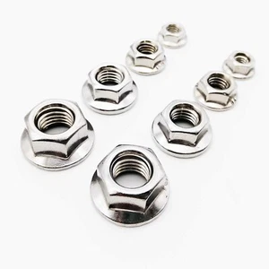 2/25 Stck. M3-M12 Edelstahl Sechskantkopf gezackt Spinlock Flanschverschlussmutter DIN6923 - Bild 1 von 6
