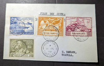 1949 British Virgin Islands First Day Cover FDC Road Town to Tortola - Image 1 of 2