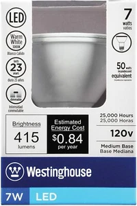 Westinghouse 33012 ~ 7W PAR20 FLOOD Dimmable LED Light Bulb Med Base-Warm White - Picture 1 of 6