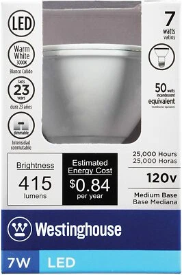 Westinghouse 33012 ~ 7W PAR20 FLOOD Dimmable LED Light Bulb Med Base-Warm White - Image 1 of 4