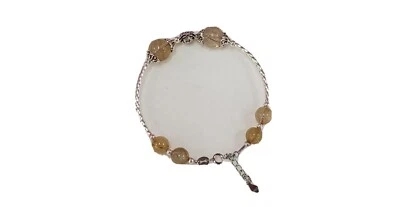 sterling silver brace with rutilated quartz gold, black, cooper hair, - Image 1 of 4