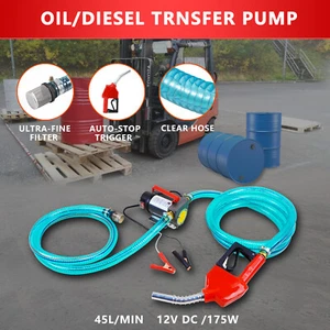 12V Diesel Transfer Pump Extractor Oil Fuel Electric Bowser Auto Car DC 45L/min - Picture 1 of 12