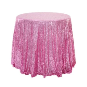 Round Sparkling Pink Sequin Table Cover 4 Sizes Birthday Party Decorations - Picture 1 of 6