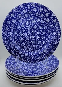 (6) Quadrifolio Blue Chintz Floral Dinner Plates, Italy, Excellent - Picture 1 of 7