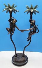 Gatco Solid Brass Monkeys Palm Tree Double Candlestick Holder - 13.75" Tall.