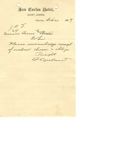 Saint James, Lee County, Fl- The San Carlos Hotel 1887 Letterhead Order for Milk - Picture 1 of 1