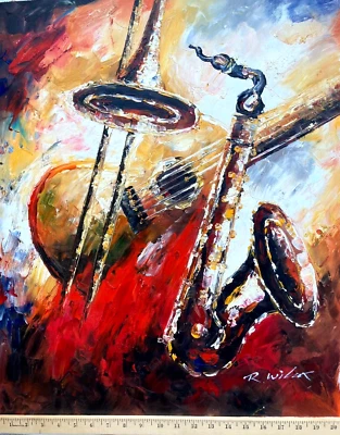 Original Oil Painting - Musical Abstract Foto 1 de 4