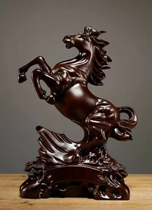 NEW Ebony Horse Original Wood Carving Animal Statue hand-made  - Picture 1 of 7