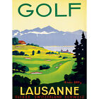 TRAVEL TOURISM SPORT GOLF LAUSANNE SWITZERLAND GREEN FAIRWAY ALPS FINE ART PRINT