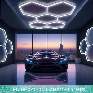 LED Hexagon Garage Lights 24 Pack Car Garage Light Tubes 6500K For Gym Garage - Picture 1 of 9